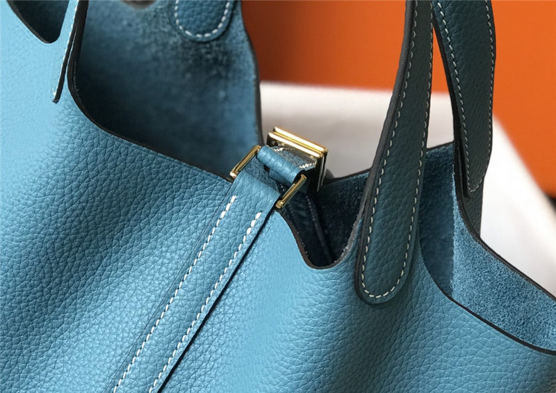 Hermes Picotin Lock 18/22 Bag Togo Leather In Denim Fonce WAX High