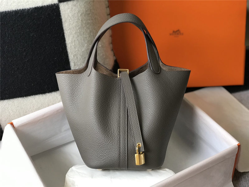 Hermes Picotin Lock 18/22 Bag Togo Leather In Etain WAX High