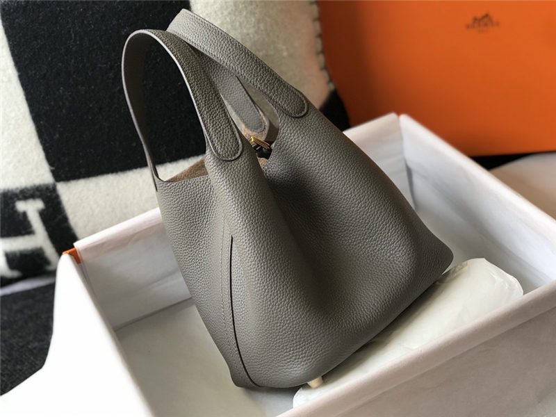 Hermes Picotin Lock 18/22 Bag Togo Leather In Etain WAX High