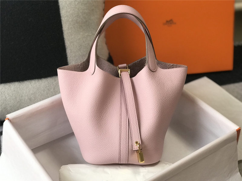 Hermes Picotin Lock 18/22 Bag Togo Leather In Rose Saiura WAX High