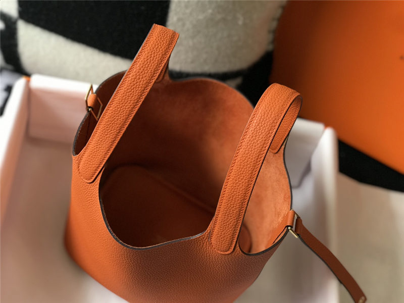 Hermes Picotin Lock 18/22 Bag Togo Leather In Orange WAX High