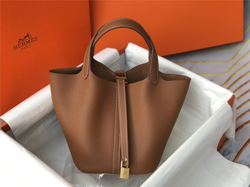 Hermes Picotin Lock 18/22 Bag Togo Leather In Gold-Gold WAX High