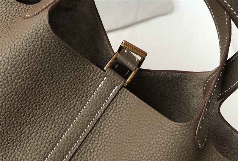 Hermes Picotin Lock 18/22 Bag Togo Leather In Etoupe-Gold WAX High