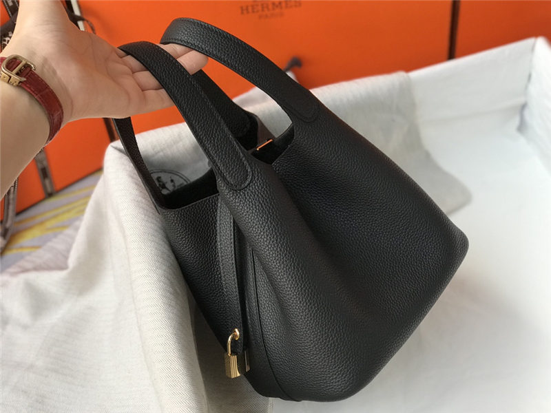 Hermes Picotin Lock 18/22 Bag Togo Leather In Black-Gold WAX High