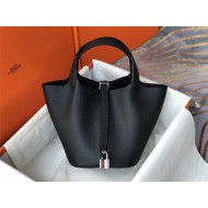 Hermes Picotin Lock 18/22 Bag Togo Leather In Black-Silver WAX High