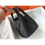 Hermes Picotin Lock 18/22 Bag Togo Leather In Black-Silver WAX High