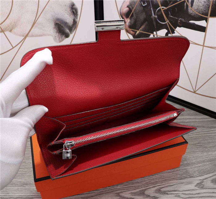 Hermes Constance Long Wallet Calfskin In Red High