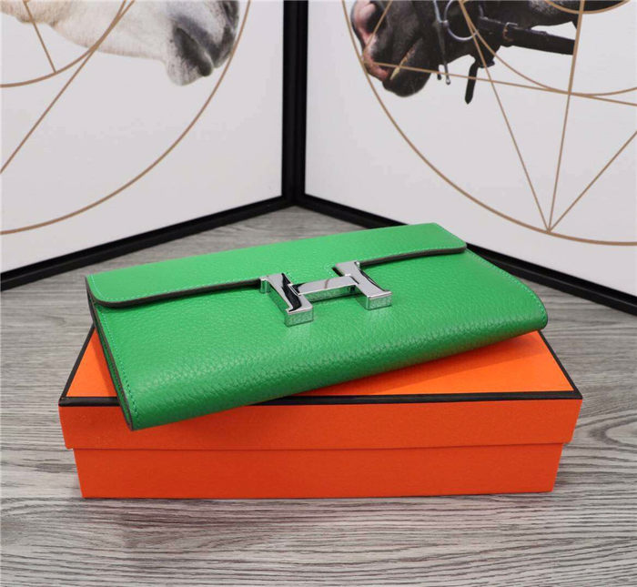 Hermes Constance Long Wallet Calfskin In Green High