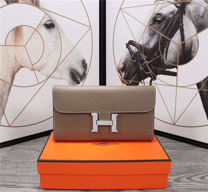 Hermes Constance Long Wallet Calfskin In Tourterelle High