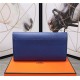 Hermes Constance Long Wallet Calfskin In Royal Blue High