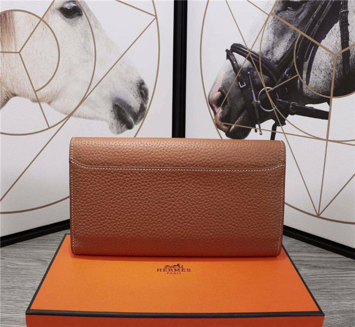 Hermes Constance Long Wallet Calfskin In Camel High