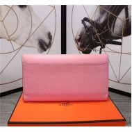 Hermes Constance Long Wallet Calfskin In Pink High