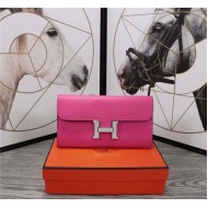 Hermes Constance Long Wallet Calfskin In Fuchsia High