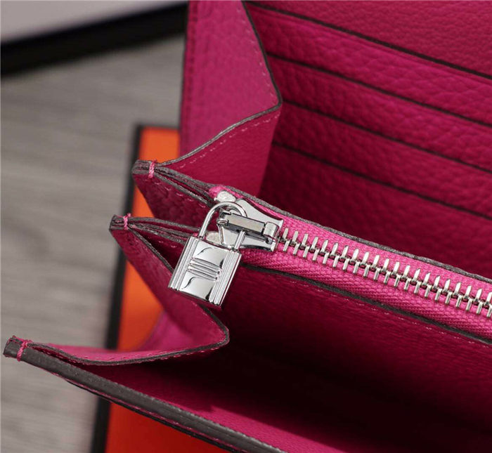 Hermes Constance Long Wallet Calfskin In Fuchsia High