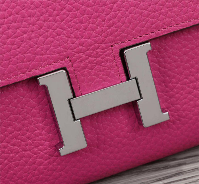 Hermes Constance Long Wallet Calfskin In Fuchsia High