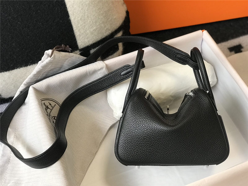 Hermes Lindy Mini Bag Calfskin Leather In Black High