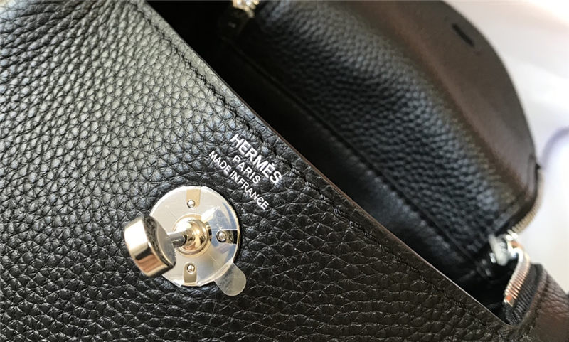 Hermes Lindy Mini Bag Calfskin Leather In Black High