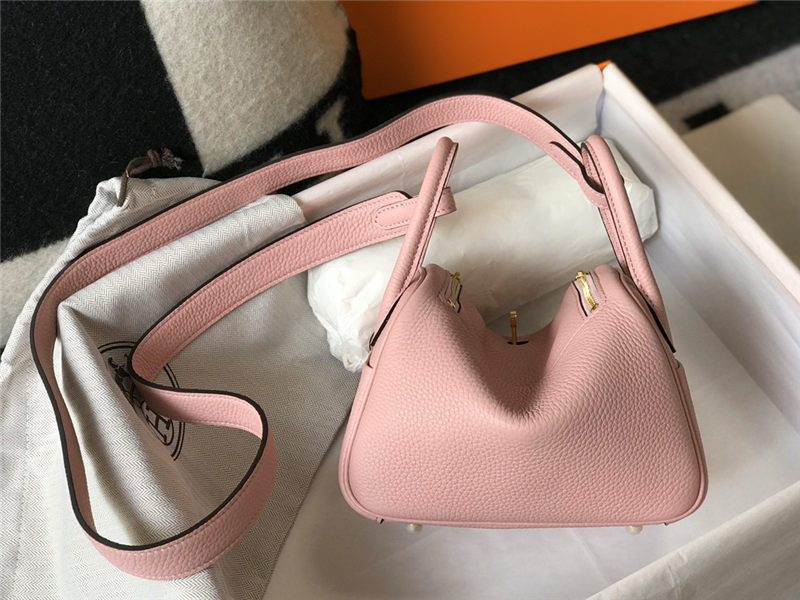 Hermes Lindy Mini Bag Calfskin Leather In Pink High