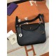 Hermes Lindy 26/30cm Bag Clemence Leather In Black Gold-Metal High