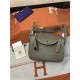 Hermes Lindy 26/30cm Bag Clemence Leather In Etoupe Gold-Metal High