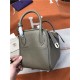 Hermes Lindy 26/30cm Bag Clemence Leather In Etoupe Gold-Metal High