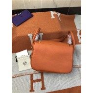 Hermes Lindy 26/30cm Bag Clemence Leather In Orange Gold-Metal High