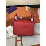 Hermes Lindy 26/30cm Bag Clemence Leather In Red Gold-Metal High