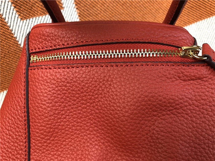 Hermes Lindy 26/30cm Bag Clemence Leather In Red Gold-Metal High