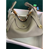 Hermes Lindy 26/30cm Bag Clemence Leather In Tourterelle Gold-Metal High