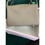 Hermes Lindy 26/30cm Bag Clemence Leather In Tourterelle Gold-Metal High