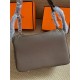 Hermes Lindy 26/30cm Bag Calfskin In Etoupe Gold/Silver-Metal High