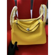 Hermes Lindy 26/30cm Bag Calfskin In Yellow Gold/Silver-Metal High