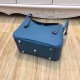 Hermes Lindy 26/30cm Bag Clemence Leather In Denim Blue Silver-Metal High