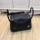 Hermes Lindy 26/30cm Bag Clemence Leather In Black Silver-Metal High