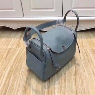 Hermes Lindy 26/30cm Bag Clemence Leather In Grey-Blue Silver-Metal High