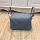 Hermes Lindy 26/30cm Bag Clemence Leather In Grey-Blue Silver-Metal High