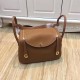 Hermes Lindy 26/30cm Bag Clemence Leather In Camel Silver-Metal High