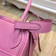 Hermes Lindy 26/30cm Bag Clemence Leather In Pink Silver-Metal High