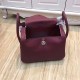 Hermes Lindy 26/30cm Bag Clemence Leather In Wine Silver-Metal High