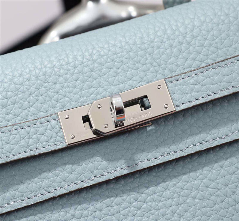 Hermes Kelly Classic Wallet Calfskin In Grey-Blue High