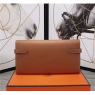 Hermes Kelly Classic Wallet Calfskin In Camel High