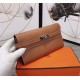 Hermes Kelly Classic Wallet Calfskin In Camel High