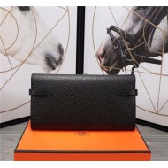 Hermes Kelly Classic Wallet Calfskin In Black High