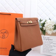 Hermes Kelly Ado PM Backpack Togo Leather WAX In Tan Gold-Metal High