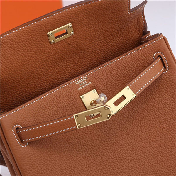 Hermes Kelly Ado PM Backpack Togo Leather WAX In Tan Gold-Metal High