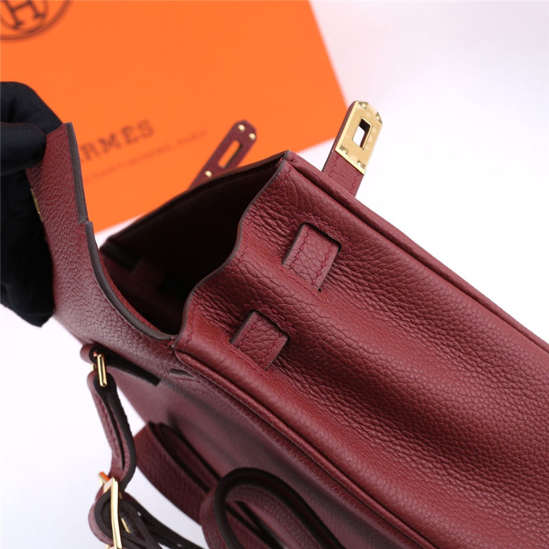 Hermes Kelly Ado PM Backpack Togo Leather WAX In Wine Gold-Metal High