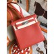 Hermes Kelly Ado PM Backpack Togo Leather WAX In Red Silver-Metal High