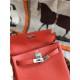 Hermes Kelly Ado PM Backpack Togo Leather WAX In Red Silver-Metal High