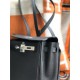 Hermes Kelly Ado PM Backpack Togo Leather WAX In Black Silver-Metal High