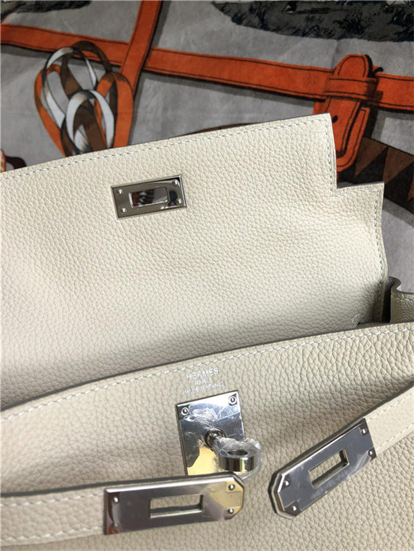 Hermes Kelly Ado PM Backpack Togo Leather WAX In Cream Silver-Metal High